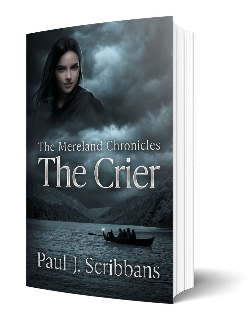 3D paperback mockup of The Mereland Chronicles: The Crier showing the printed book edition.
